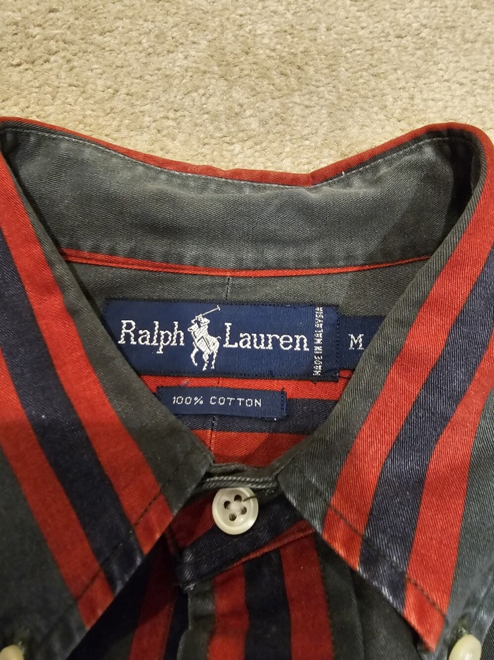 Ralph Lauren Red and Navy Striped Shirt